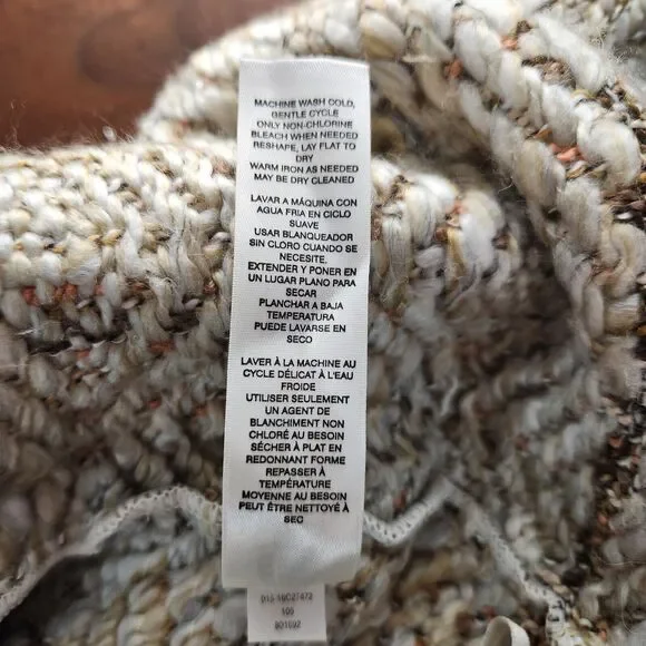 Chicos Womens Medium 1 Wool Alpaca Blend Knit Fringe Open Front Cardigan Sweater - Picture 7 of 11